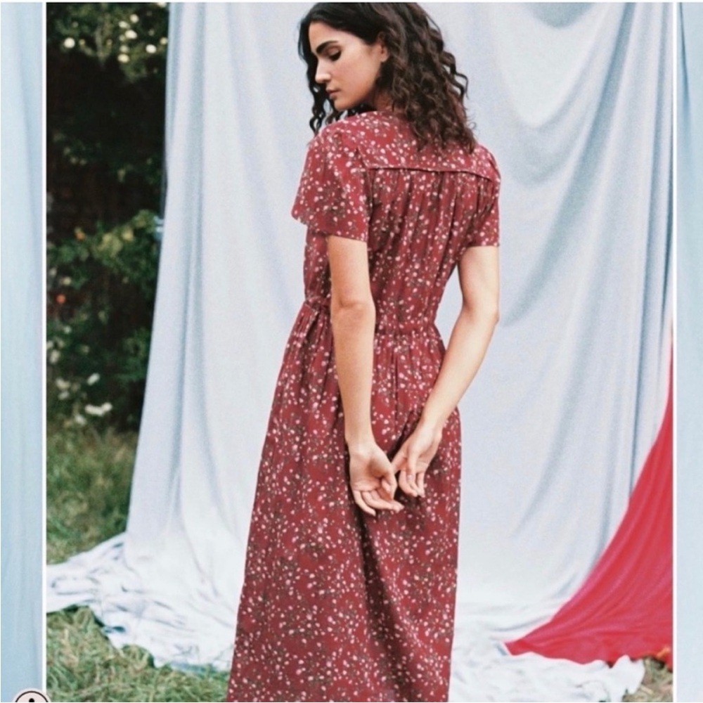 Christy Dawn Burgundy Floral Midi Dress NWT small